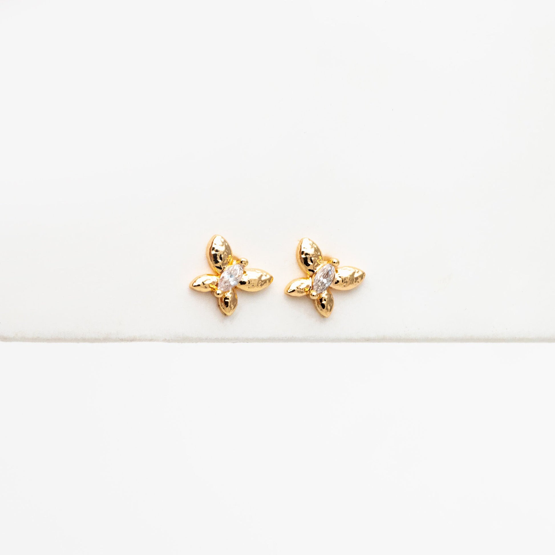 10pcs CZ Pave Gold Butterfly Earrings, Dianty Butterfly Ear Studs, Jewelry Supplies (GB-4449)