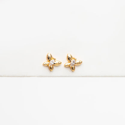 10pcs CZ Pave Gold Butterfly Earrings, Dianty Butterfly Ear Studs, Jewelry Supplies (GB-4449)
