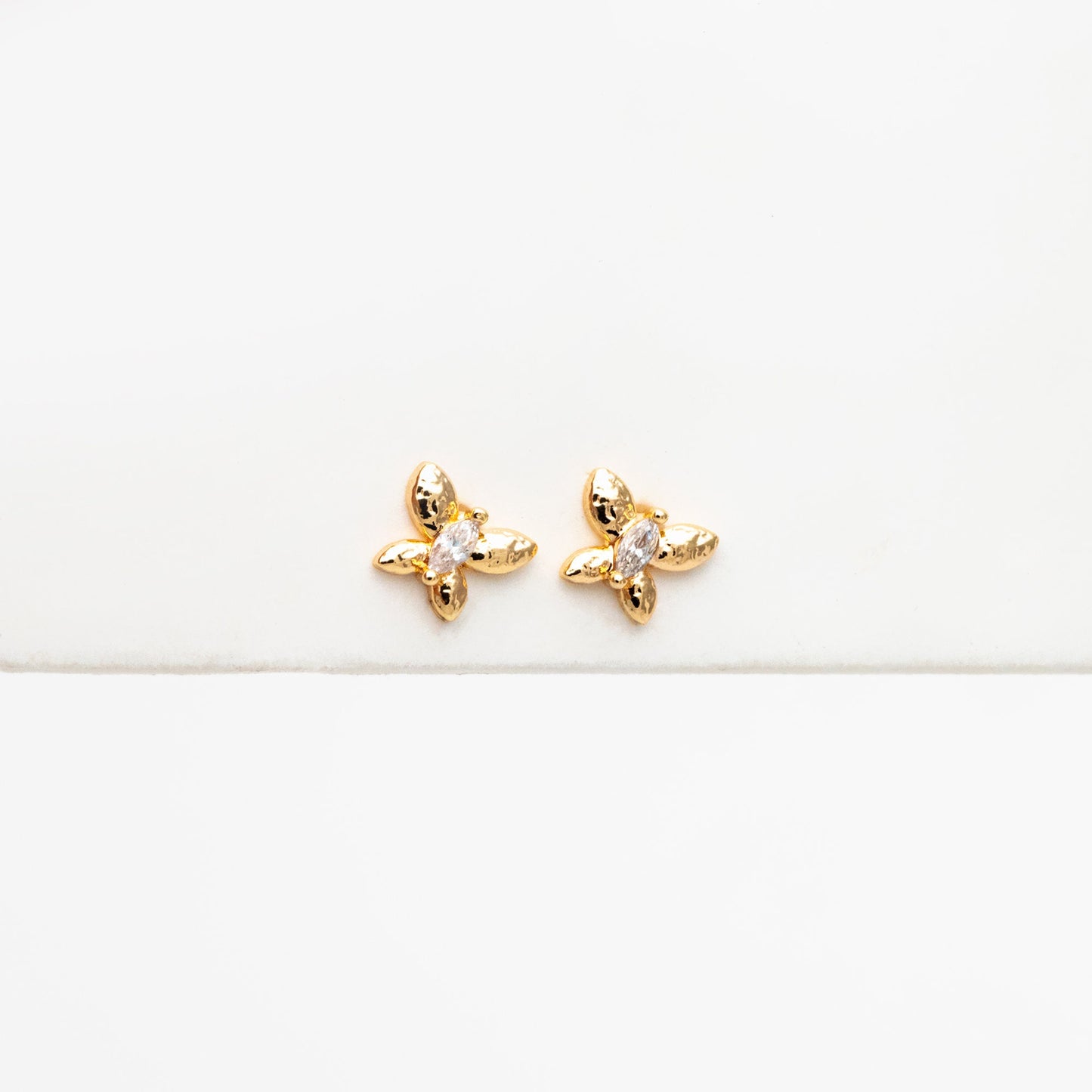 10pcs CZ Pave Gold Butterfly Earrings, Dianty Butterfly Ear Studs, Jewelry Supplies (GB-4449)
