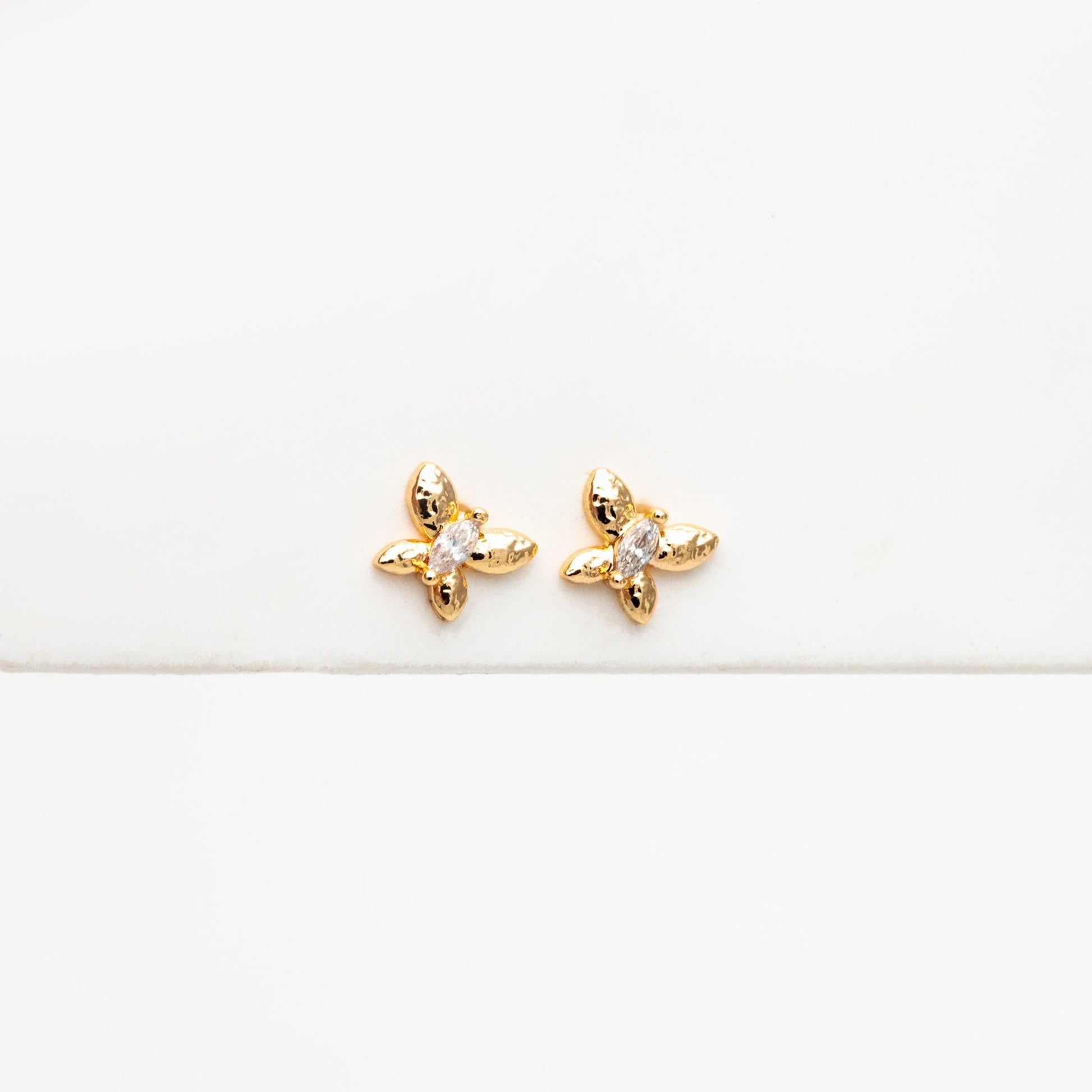 10pcs CZ Pave Gold Butterfly Earrings, Dianty Butterfly Ear Studs, Jewelry Supplies (GB-4449)