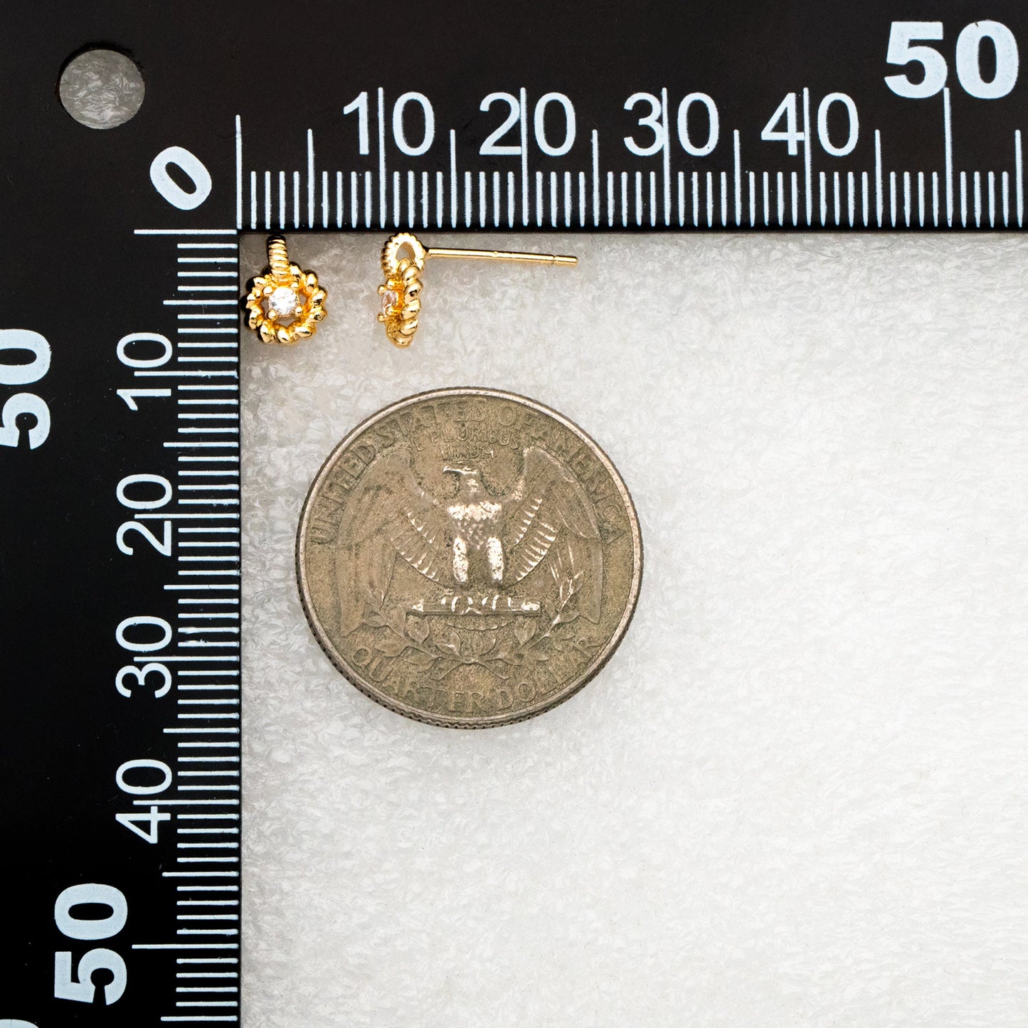 10pcs CZ Pave Round Earrings, Gold Plated Brass Dainty Stud Earrings (GB-4451)