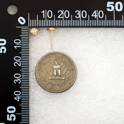 4pcs CZ Pave Gold Saturn Earrings, Real Gold Plated Brass, Minimalist Stud Earrings (#GB-4452)