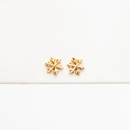10pcs Gold/ Silver Snowflake Earrings 6mm, Gold/ Rhodium plated Brass, Dainty Christmas Earrings (GB-139-B)