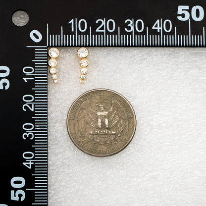 4pcs CZ Pave Bubble Cluster Earrings 13x4mm, 18K Gold Plated Brass, Dainty Stud Earrings (GB-4455)