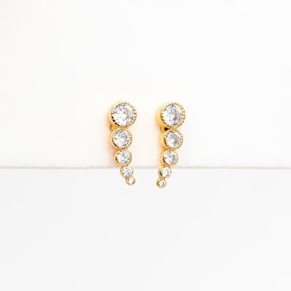 4pcs CZ Pave Bubble Cluster Earrings 13x4mm, 18K Gold Plated Brass, Dainty Stud Earrings (GB-4455)