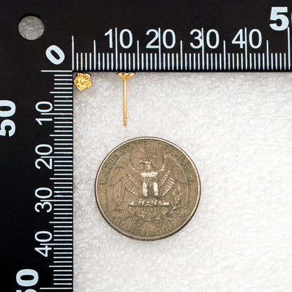 10pcs Gold Flower Earrings 4mm, 18K Gold Plated Brass, Floral Earring Studs (GB-4456)