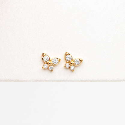 10pcs CZ Pave Gold Butterfly Earrings, Dianty Butterfly Ear Studs, Jewelry Supplies (GB-4457)