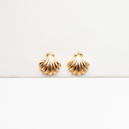 10pcs Gold/ Silver Shell Earring 6x6mm, Gold/ Rhodium plated Brass Seashell Stud Earrings (GB-4460)