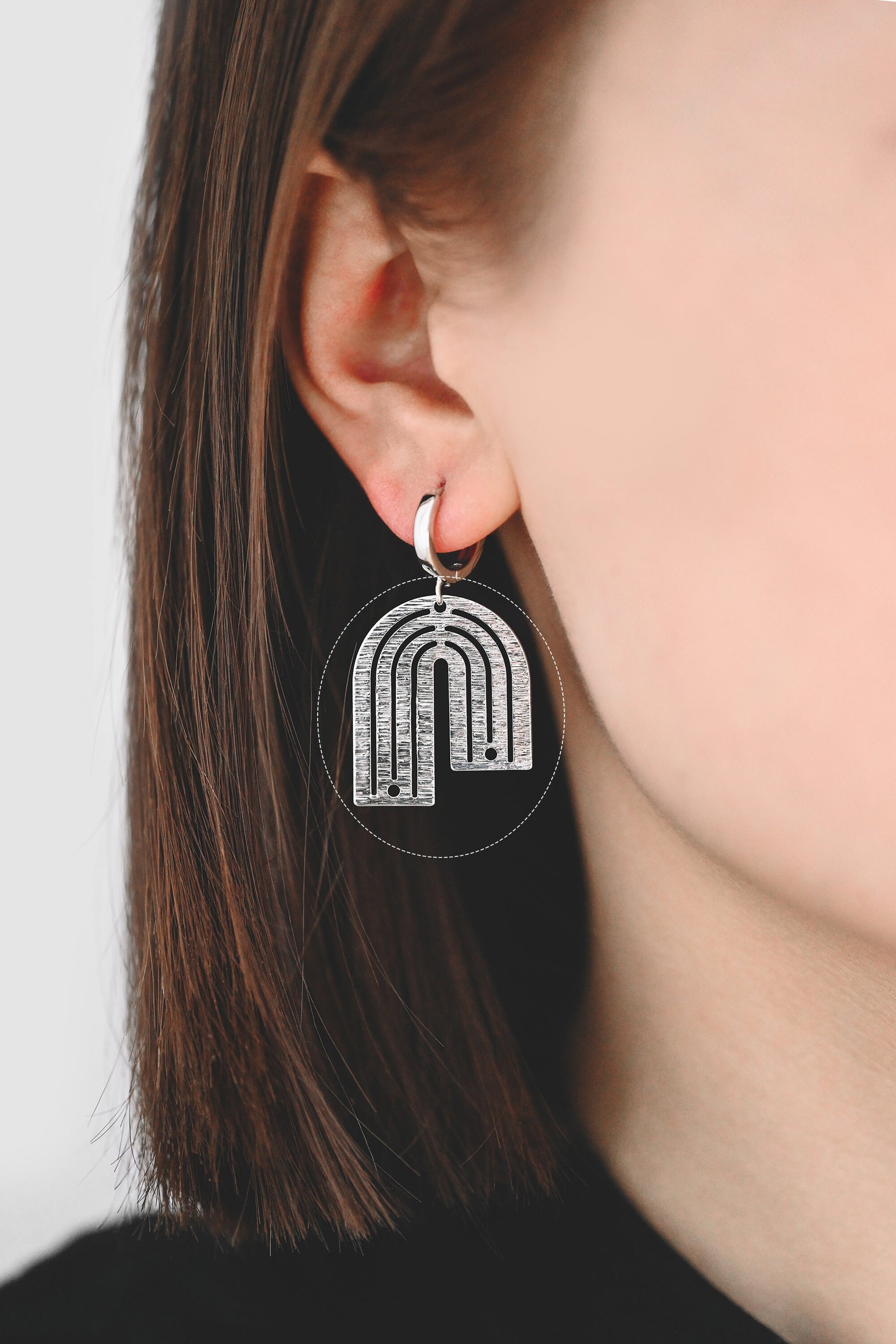 10pcs Gold/ Silver Brushed U Shaped Charm Connectors 27x23mm, 18K Gold/ Rhodium Plated Brass Earring Findings(GB-3817-K)