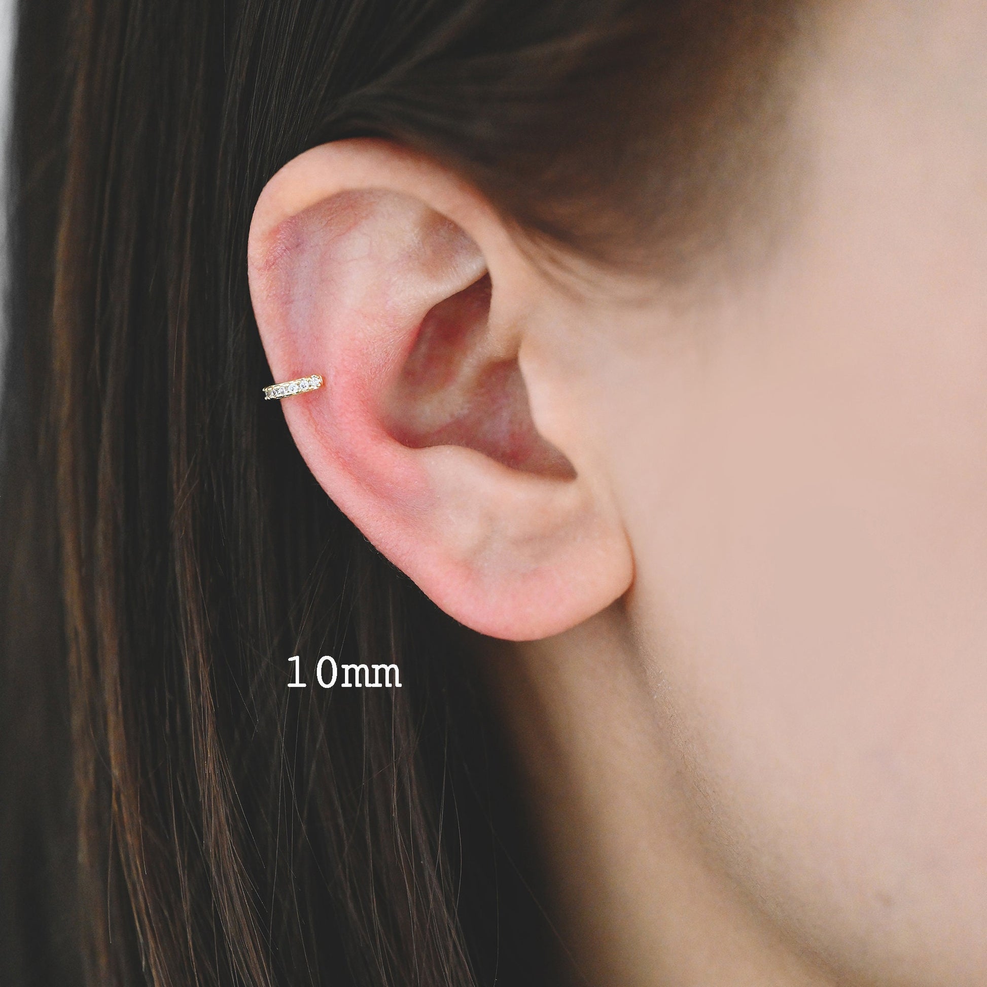 4pcs CZ Pave Ear Cuff 10/ 11/ 12mm, Minimalist Cartilage Earrings, Dainty Earcuff Earring (GB-3568)