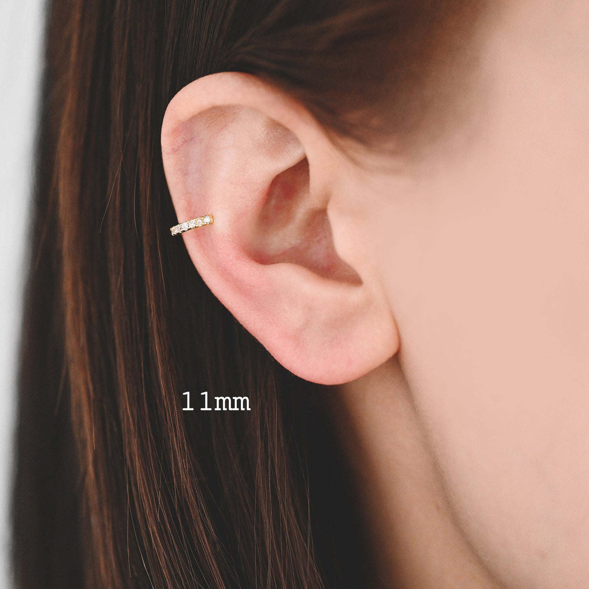 4pcs CZ Pave Ear Cuff 10/ 11/ 12mm, Minimalist Cartilage Earrings, Dainty Earcuff Earring (GB-3568)