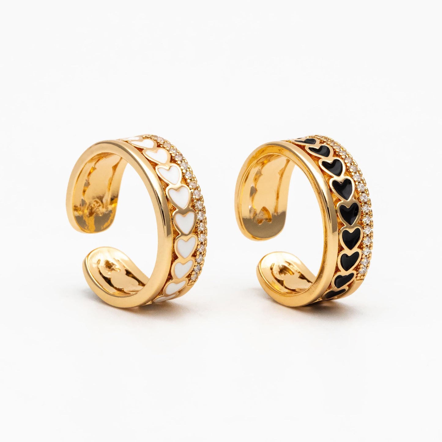 4pcs Gold Enamel Heart Ring, Everyday Ring, Modern Style Ring, Fashion Rings, Dainty Rings, Adjustable Ring (#GB-4471)