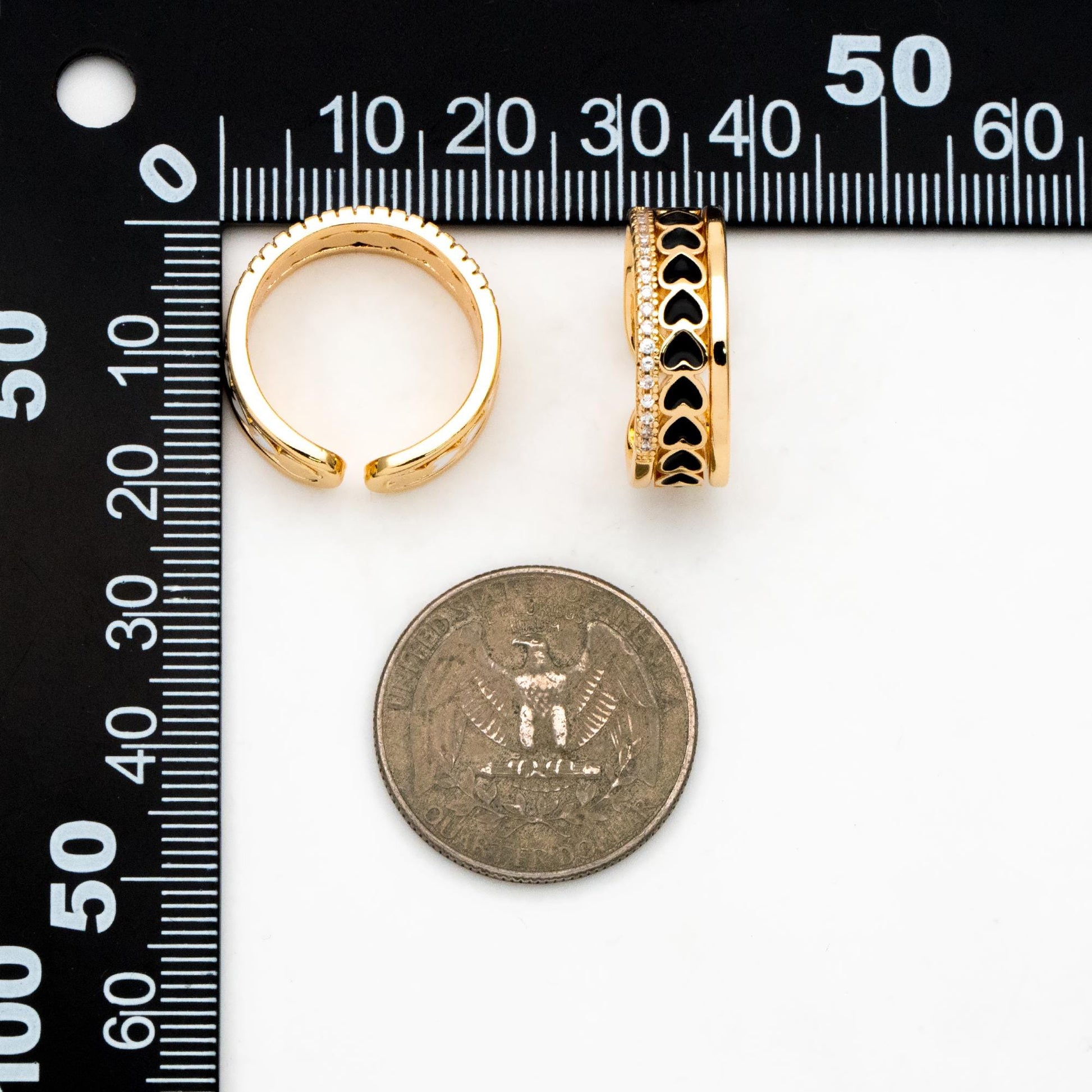 4pcs Gold Enamel Heart Ring, Everyday Ring, Modern Style Ring, Fashion Rings, Dainty Rings, Adjustable Ring (#GB-4471)