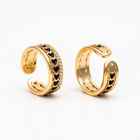 4pcs Gold Enamel Heart Ring, Everyday Ring, Modern Style Ring, Fashion Rings, Dainty Rings, Adjustable Ring (#JZ-059)