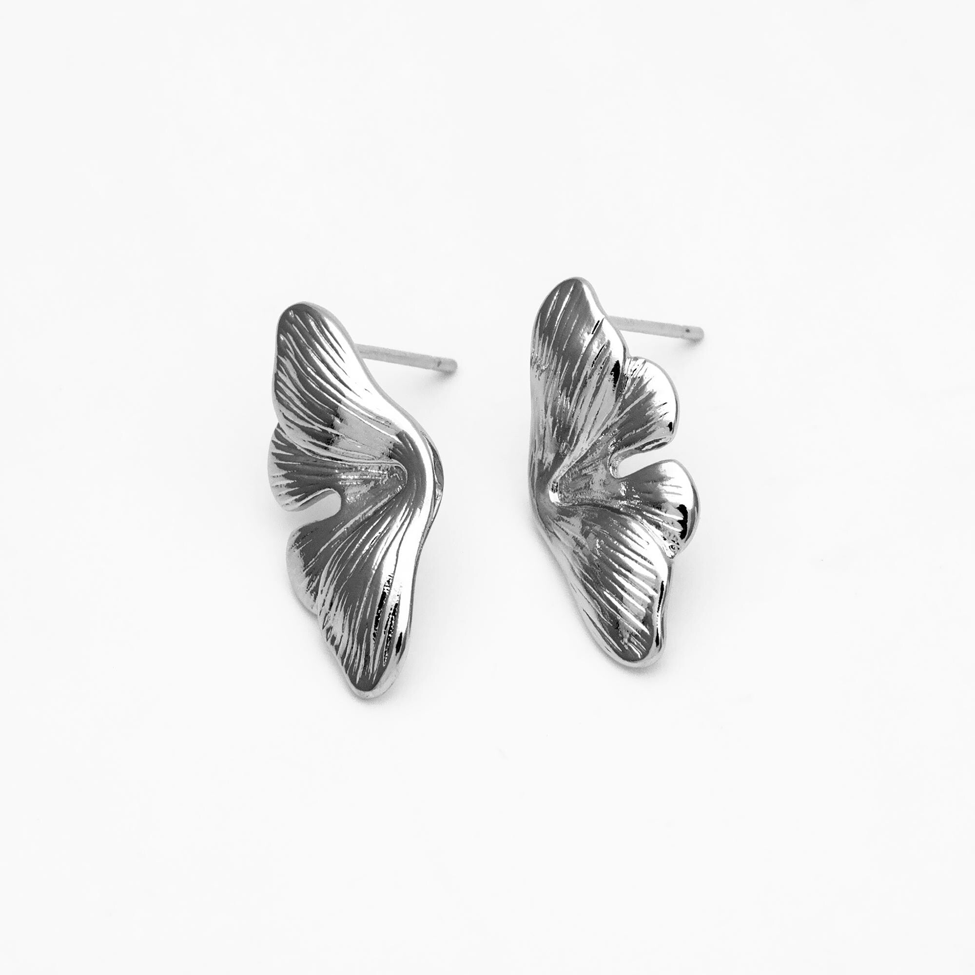 4pcs Gold/ Silver Tone Leaf Earrings, Butterfly Earrings, Dainty Stud Earrings (GB-4483)