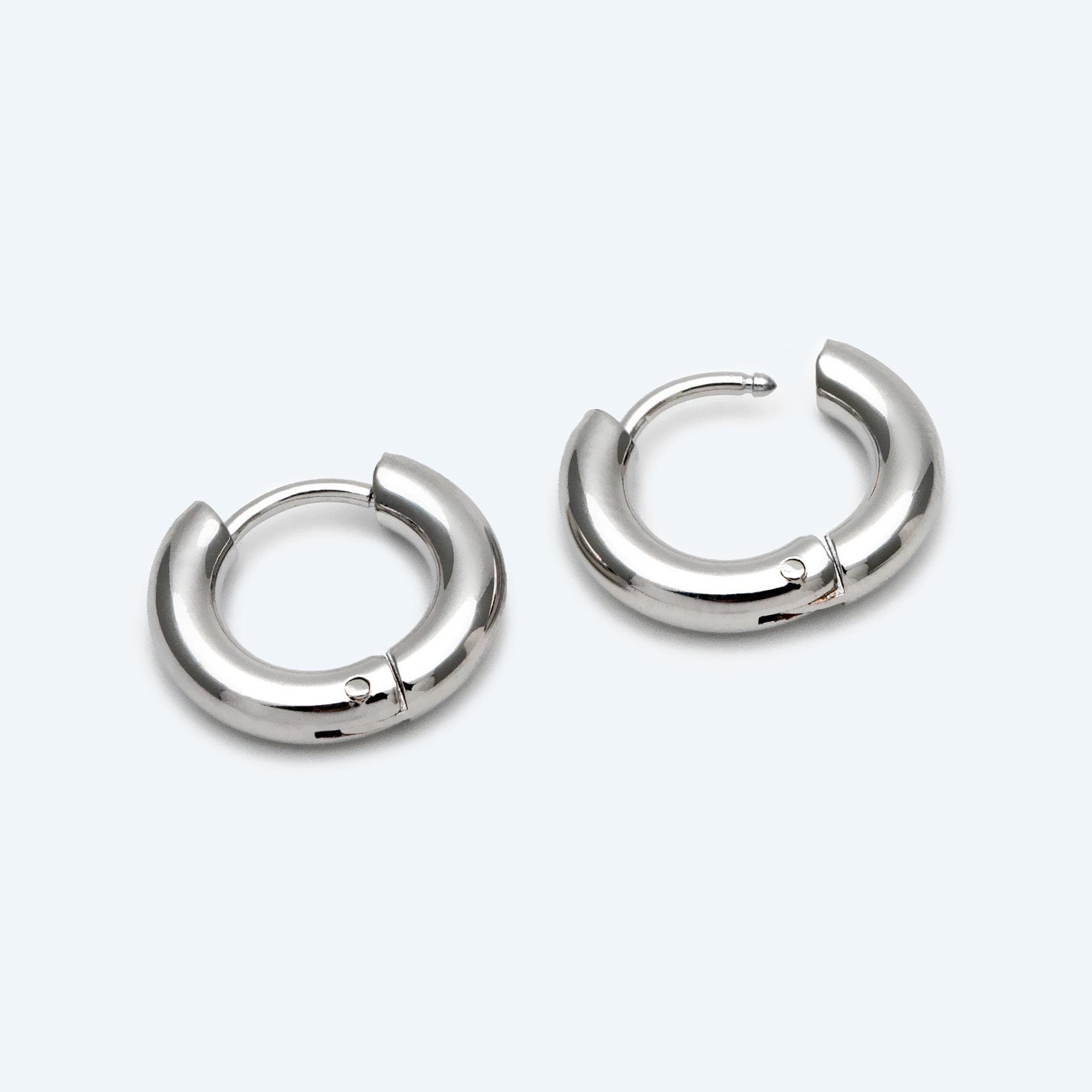 4pcs Gold/ Silver Chunky Hoop Huggies, 3mm Thick, 14/ 16/ 18/ 20/ 26mm, Stainless Steel Hoop Earrings, Minimalist Earrings (GB-2788)