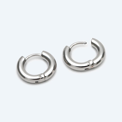 4pcs Gold/ Silver Chunky Hoop Huggies, 3mm Thick, 14/ 16/ 18/ 20/ 26mm, Stainless Steel Hoop Earrings, Minimalist Earrings (GB-2788)