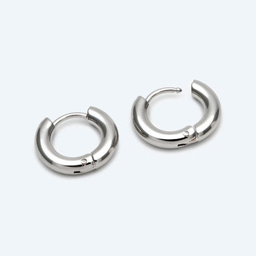 4pcs Gold/ Silver Chunky Hoop Huggies, 3mm Thick, 14/ 16/ 18/ 20/ 26mm, Stainless Steel Hoop Earrings, Minimalist Earrings (GB-2788)