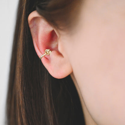 4pcs Gold Daisy Flower Ear Cuff/ Nose Cuff, Non Piercing Nose Cuff(GB-3709-A)