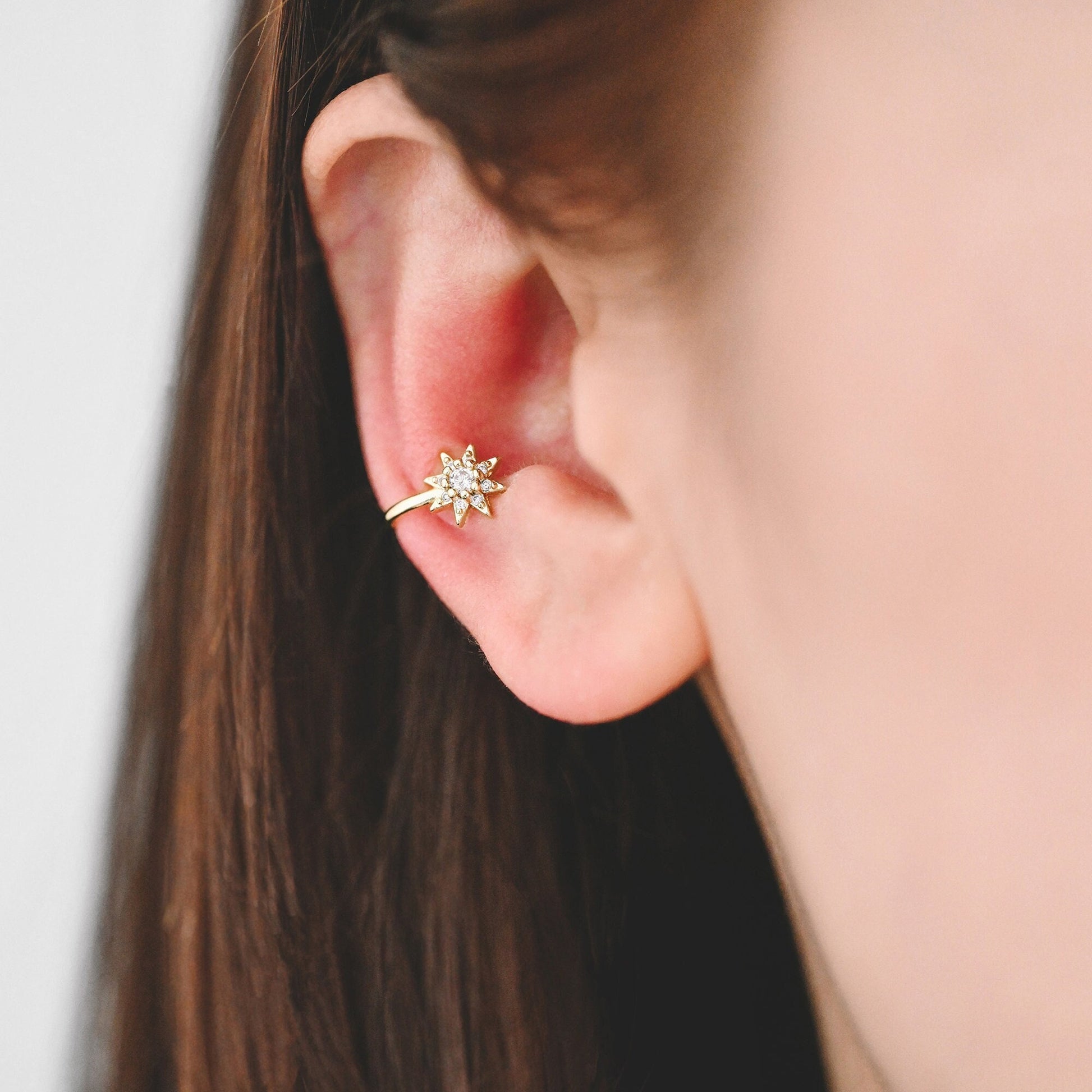 4pcs CZ Pave Gold Sun Ear Cuff/ Nose Cuff, Non Piercing Nose Cuff(GB-3709-C)