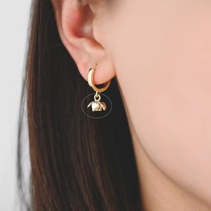 10pcs Gold Flower Charms 8x9mm, 18K Real Gold plated Brass, Floral Earring Pendants (GB-1103-C)