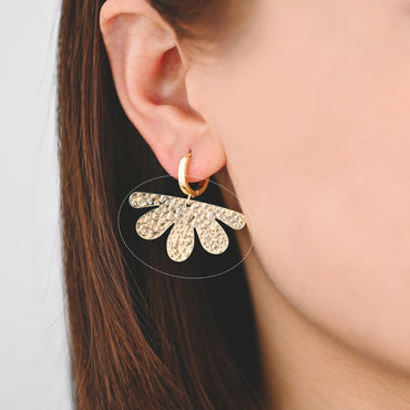 10pcs Gold/ Silver Hammered Flower Charm 18x34mm, 18K Gold/ Rhodium Plated Brass, Jewelry Making, Diy Material, Jewelry Supplies (GB-1404-I)