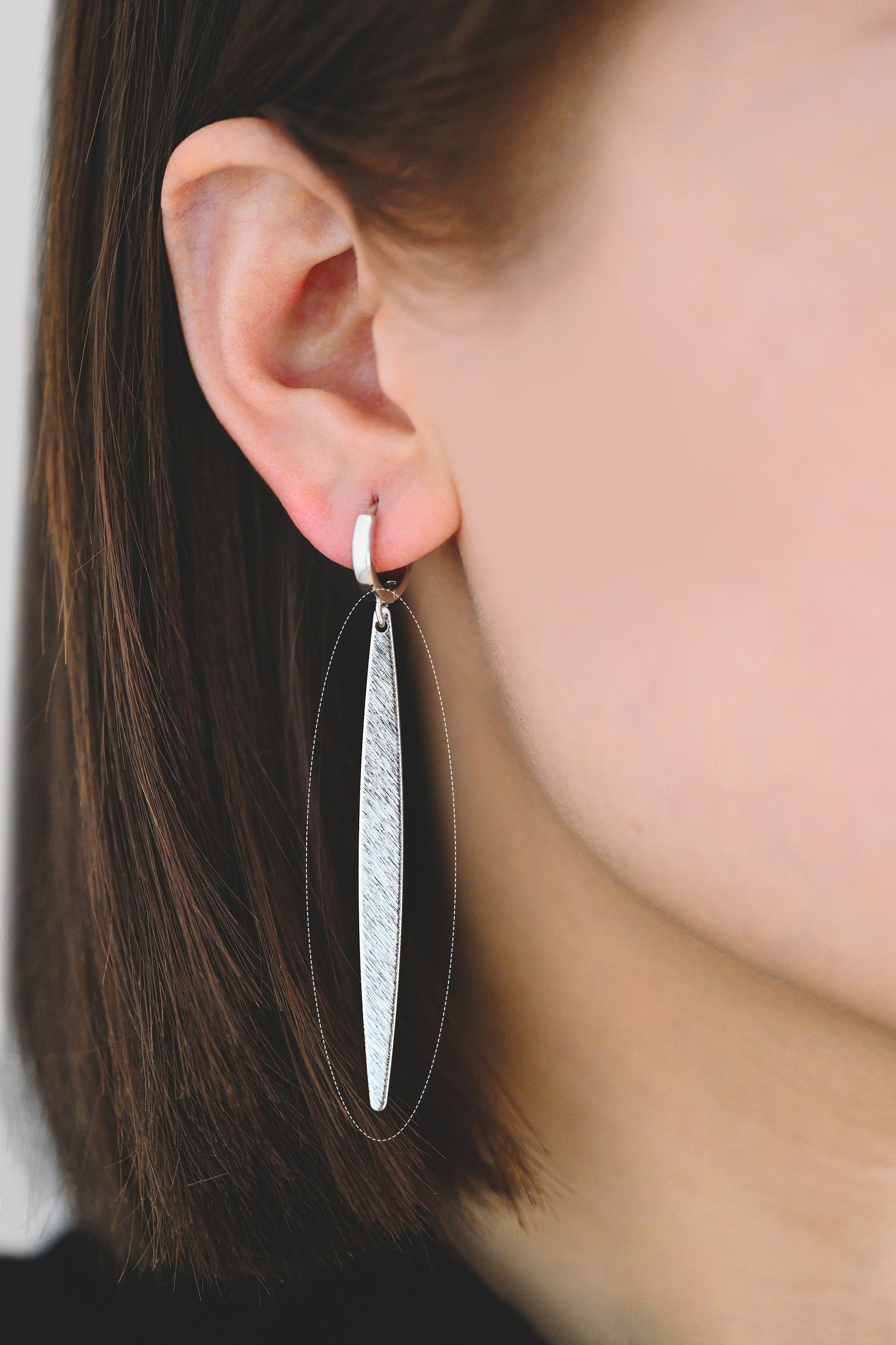 10pcs Gold/ Silver Brushed Long Oval Charms 62x5.5mm, 18K Gold/ Rhodium Plated Brass Earring Supply (GB-3817-I)