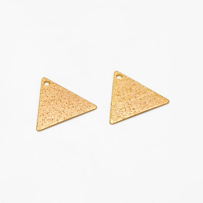 10pcs Gold plated Brass Triangle Charms 15mm, Matte Flat Triangle Disc Pendants (GB-265-B)
