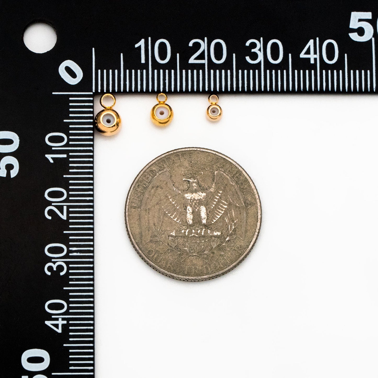 20pcs Gold/ Silver Rondelle Rubber Stopper Beads with Loop, Gold/ Rhodium plated Brass Charm Holder Connector, 3/ 4/ 5mm (GB-248)