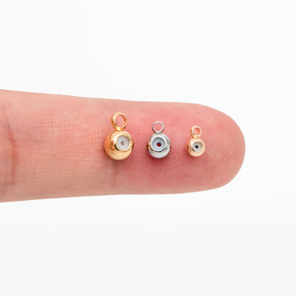 20pcs Gold/ Silver Rondelle Rubber Stopper Beads with Loop, Gold/ Rhodium plated Brass Charm Holder Connector, 3/ 4/ 5mm (GB-248)