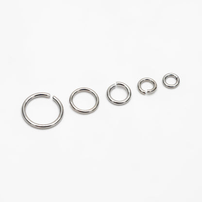 100pcs Silver Open Jump Rings, Rhodium plated Brass Split Rings, Multi Sizes Wholesale (GB-250)