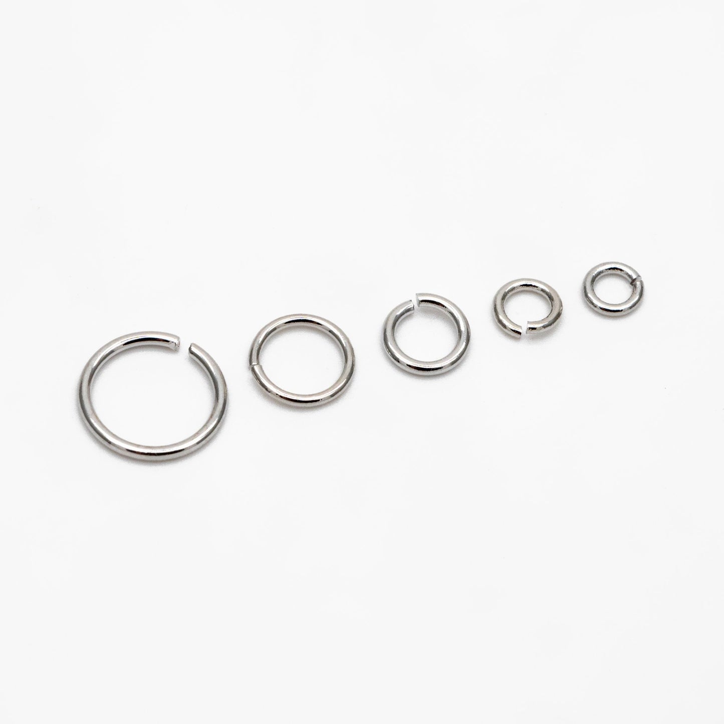 100pcs Silver Open Jump Rings, Rhodium plated Brass Split Rings, Multi Sizes Wholesale (GB-250)