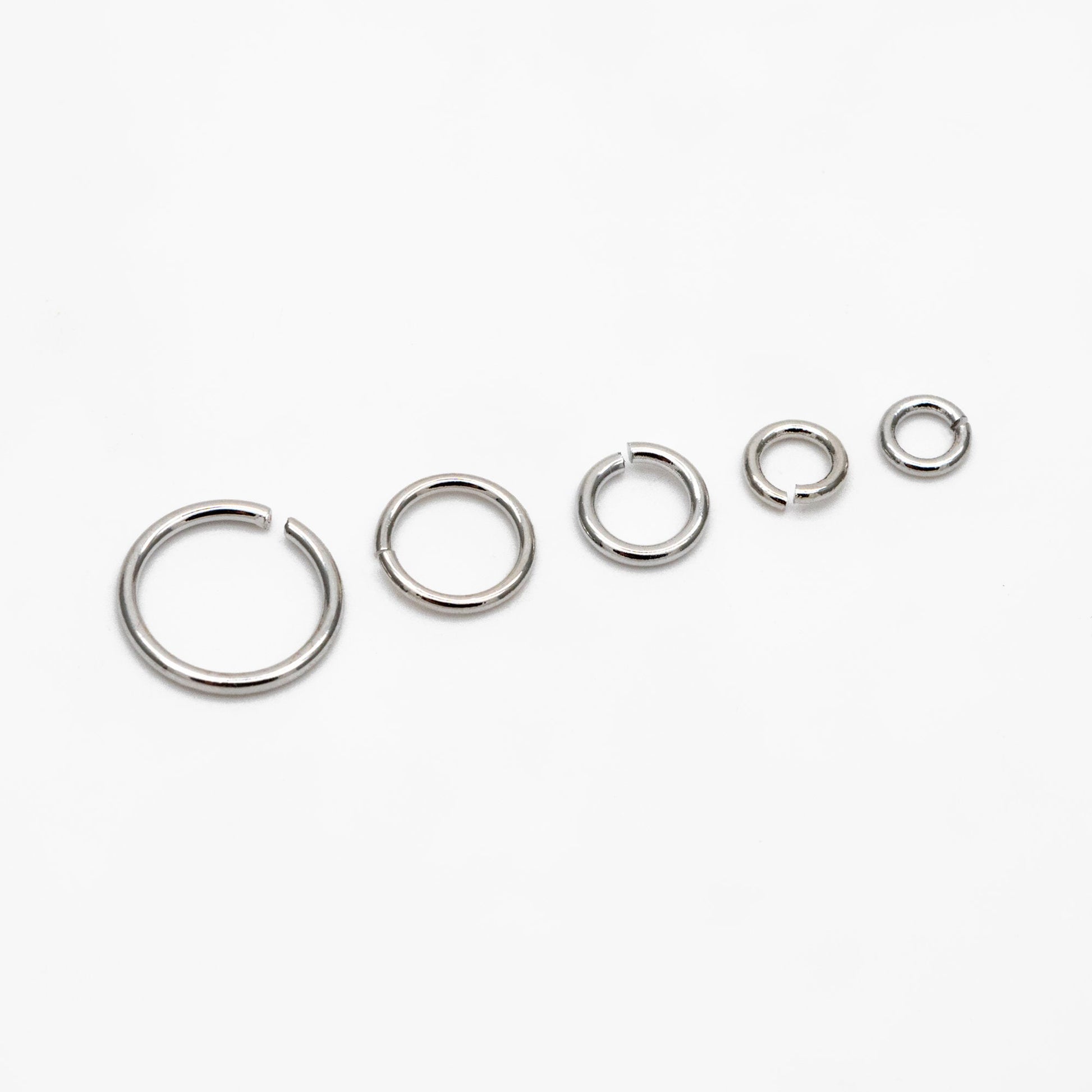 100pcs Silver Open Jump Rings, Rhodium plated Brass Split Rings, Multi Sizes Wholesale (GB-250)