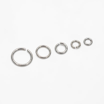100pcs Silver Open Jump Rings, Rhodium plated Brass Split Rings, Multi Sizes Wholesale (GB-250)