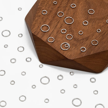 100pcs Silver Open Jump Rings, Rhodium plated Brass Split Rings, Multi Sizes Wholesale (GB-250)