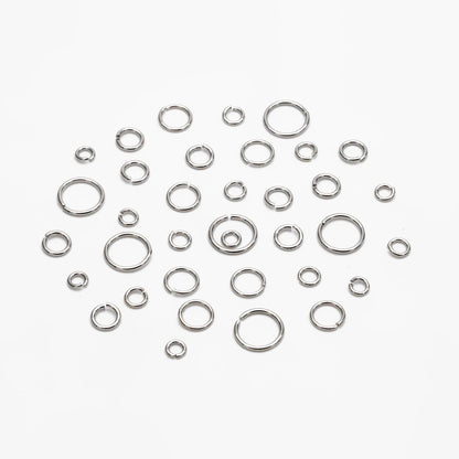 100pcs Silver Open Jump Rings, Rhodium plated Brass Split Rings, Multi Sizes Wholesale (GB-250)