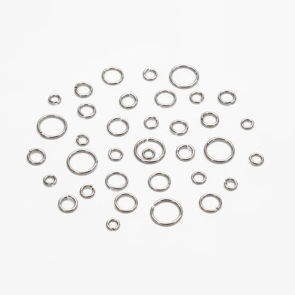 100pcs Silver Open Jump Rings, Rhodium plated Brass Split Rings, Multi Sizes Wholesale (GB-250)