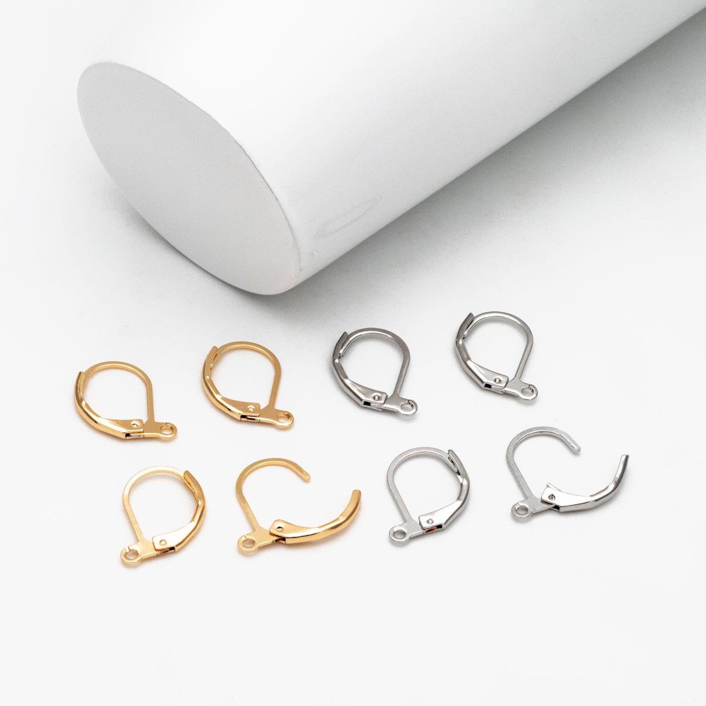20pcs Gold/ Silver Leverback Ear Hooks, Real Gold/ Rhodium plated Brass, Earring Wire Hooks (GB-475-C)