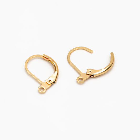 20pcs Gold/ Silver Leverback Ear Hooks, Real Gold/ Rhodium plated Brass, Earring Wire Hooks (GB-475-C)