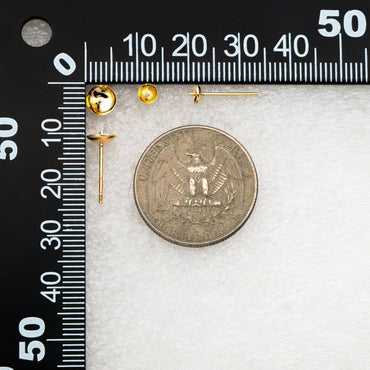 20pcs Gold plated Brass Ear Stud Posts with 4/6mm Cup Peg (GB-1674)