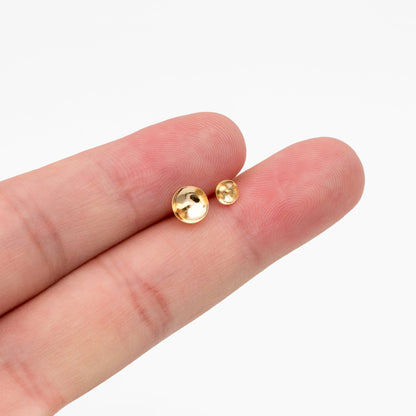 20pcs Gold plated Brass Ear Stud Posts with 4/6mm Cup Peg (GB-1674)