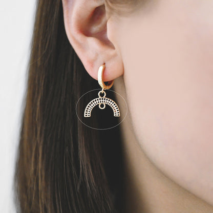 10pcs Gold Rainbow Charm Connectors, 18K Gold plated Brass, Arch Earring Charms (GB-4376)