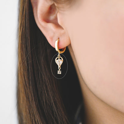 4pcs Gold Hot Air Balloon Charms with Cubic Zirconia, Jewelry Making, Diy Material, Jewelry Supplies (GB-3105-A)