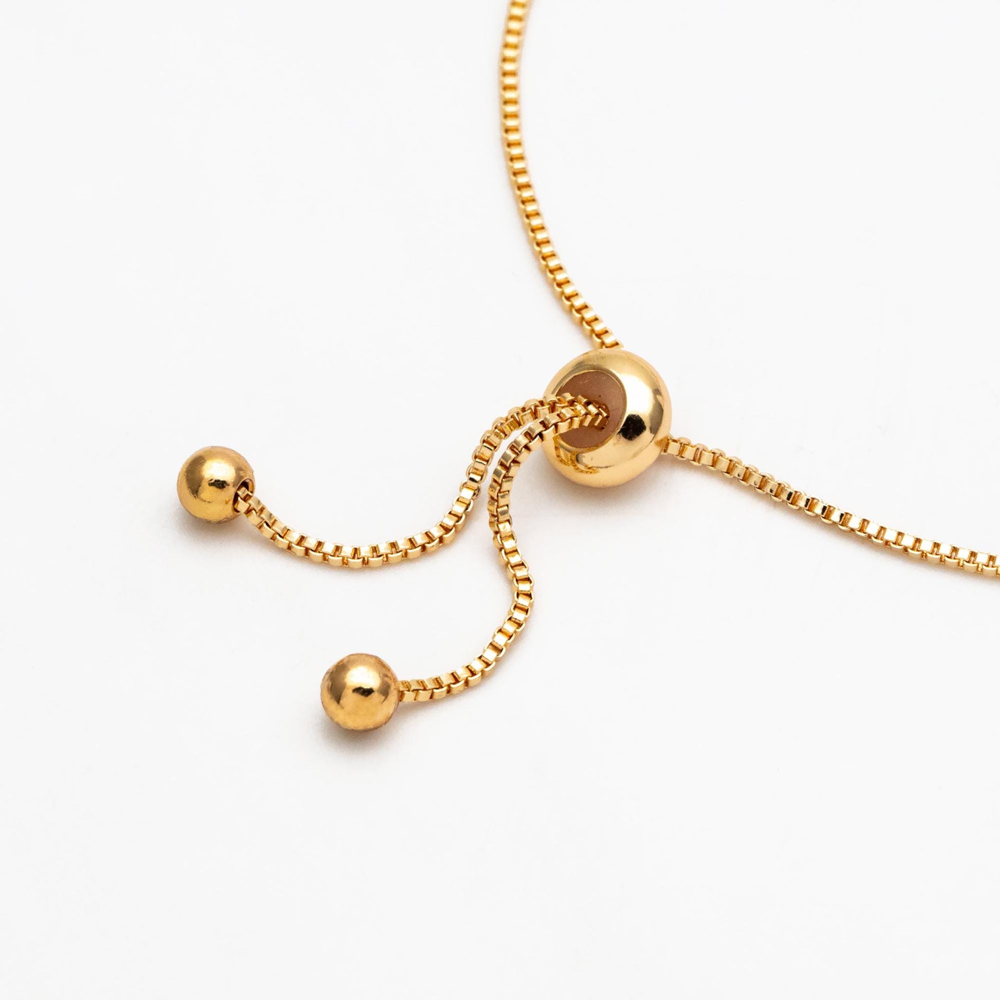 10pcs Gold Sliding Adjustable Bracelet Making Chain, Half-finished Bracelet with Rubber Stopper Beads (GB-269-C)