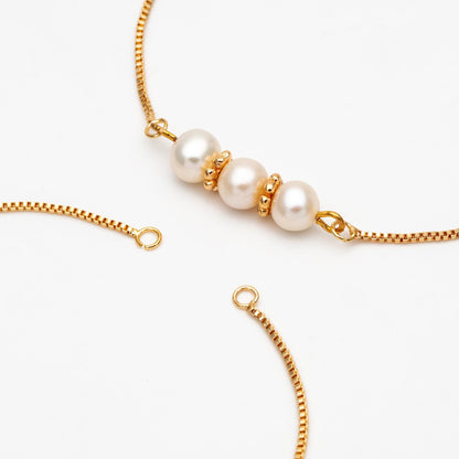 10pcs Gold Sliding Adjustable Bracelet Making Chain, Half-finished Bracelet with Rubber Stopper Beads (GB-269-C)