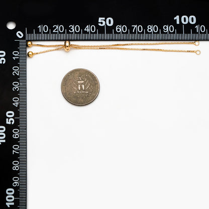 10pcs Gold Sliding Adjustable Bracelet Making Chain, Half-finished Bracelet with Rubber Stopper Beads (GB-269-C)