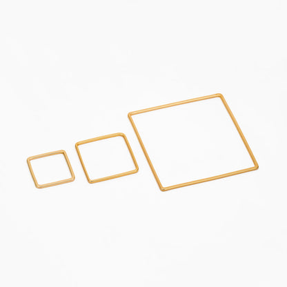 10pcs Gold/ Silver tone Square Link Charms 15/ 20/ 30/ 40mm, Real Gold/ Rhodium plated Brass Geometric Connector Pendants (GB-231)