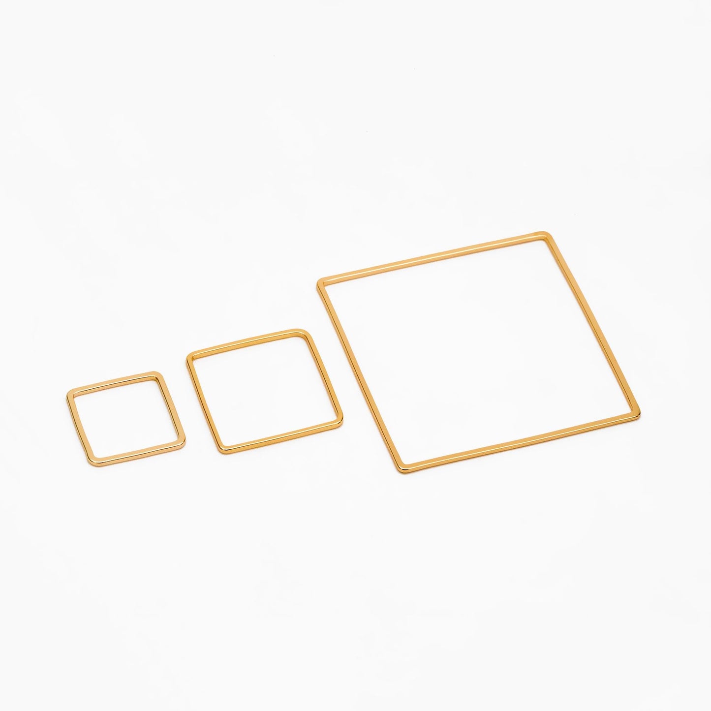 10pcs Gold/ Silver tone Square Link Charms 15/ 20/ 30/ 40mm, Real Gold/ Rhodium plated Brass Geometric Connector Pendants (GB-231)