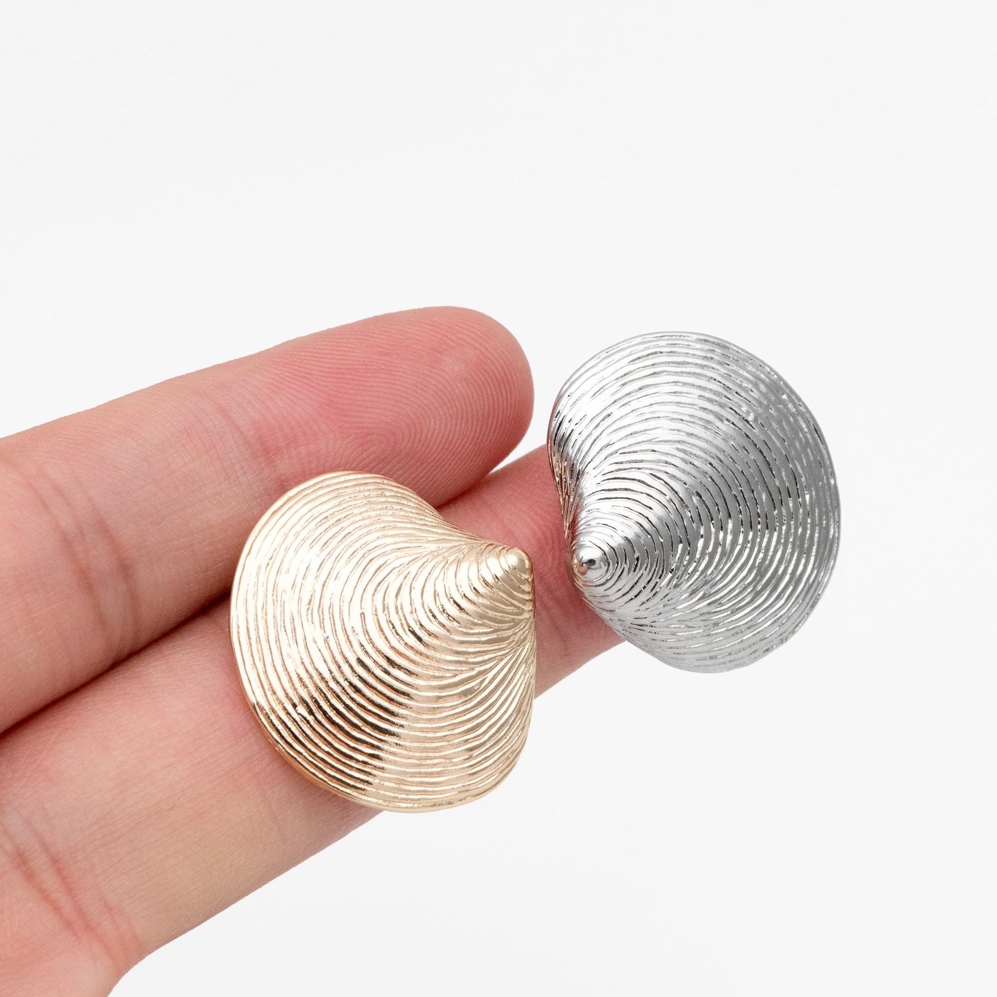 4pcs Gold/ Silver Tone Shell Earrings 25x23mm, Modern Style Earrings, Fashion Earrings,Beach Jewelry (GB-4475)