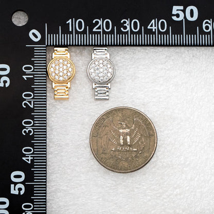 4pcs CZ Pave Gold/ Silver Watch Earrings, 18K Real Gold/ Rhodium Plated Brass, Dainty Stud Earrings (GB-4480)